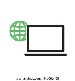 Laptop, computer, wireless icon vector image. Can also be used for IT and communication. Suitable for use on web apps, mobile apps and print media.