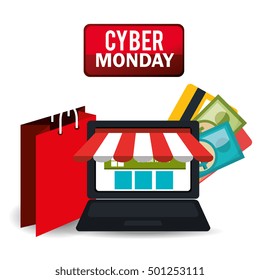 laptop concept cyber monday shopping money