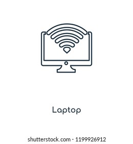 Laptop concept line icon. Linear Laptop concept outline symbol design. This simple element illustration can be used for web and mobile UI/UX.