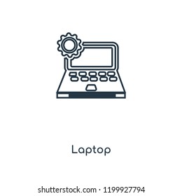 Laptop concept line icon. Linear Laptop concept outline symbol design. This simple element illustration can be used for web and mobile UI/UX.