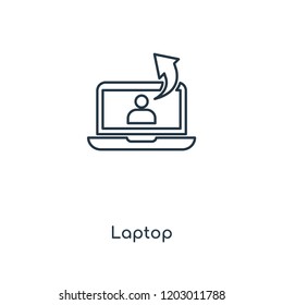 Laptop concept line icon. Linear Laptop concept outline symbol design. This simple element illustration can be used for web and mobile UI/UX.