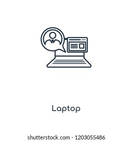 Laptop concept line icon. Linear Laptop concept outline symbol design. This simple element illustration can be used for web and mobile UI/UX.