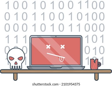 laptop, Concept of virus, piracy, hacking and security. Vector illustration.