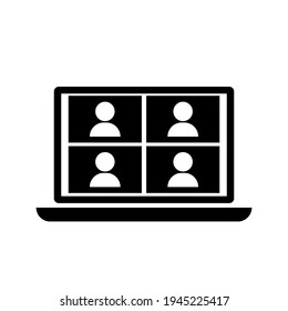 Laptop conference. Computer screen. Video meeting concept. Call icon. business technology concept. Stock image. EPS 10.