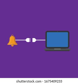 laptop connected with bell .vector illustration.