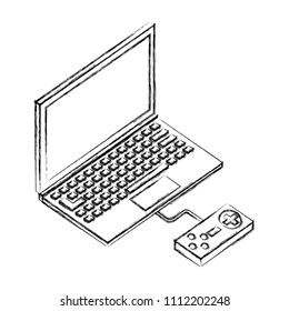 laptop connected with game control gadget