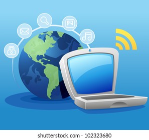 Laptop connected to online internet connection