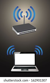 laptop connected to a wireless router