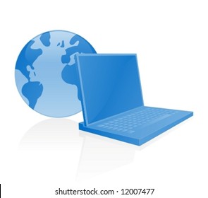 Laptop connected to the world.