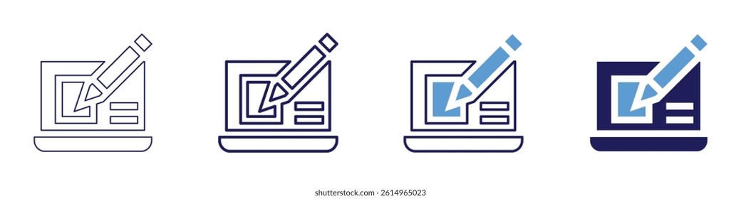 Laptop connection icon in 4 different styles. Thin Line, Line, Bold Line, Duotone. Duotone style. Editable stroke.