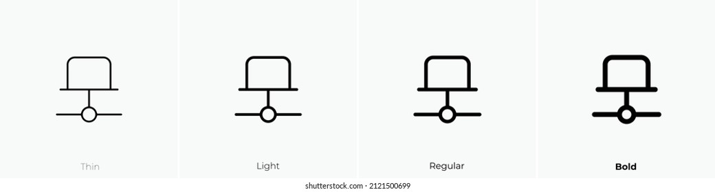 Laptop Connection Icon. Thin, Light Regular And Bold Style Design Isolated On White Background