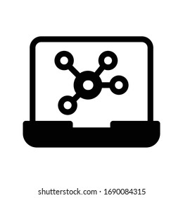 laptop connection vector glyph flat icon 