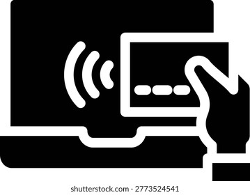 Laptop Contactless Checkout Solid Black Icon