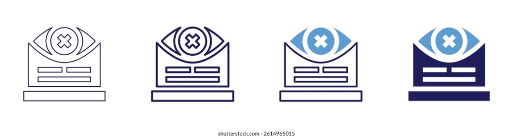 Laptop container icon in 4 different styles. Thin Line, Line, Bold Line, Duotone. Duotone style. Editable stroke.