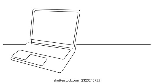 laptop in continuous line drawing minimalism style vector illustration