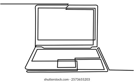 Laptop continuous one line drawing illustration. 