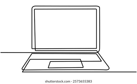Laptop continuous one line drawing illustration. 