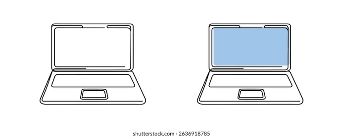 Laptop continuous one line drawing. Gadget sign in simple linear style. Vector illustration.
