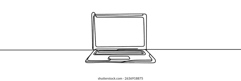 Laptop continuous one line drawing. Gadget sign in simple linear style. Vector illustration.