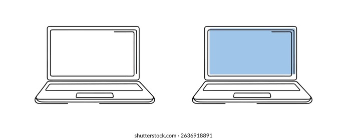 Laptop continuous one line drawing. Gadget sign in simple linear style. Vector illustration.
