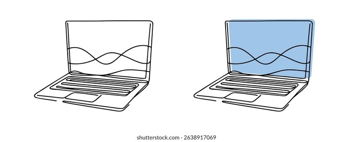 Laptop continuous one line drawing. Gadget sign in simple linear style. Vector illustration.