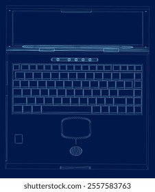 Laptop contour Vector Illustration. View from above