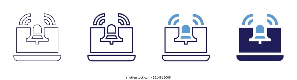 Laptop contrast icon in 4 different styles. Thin Line, Line, Bold Line, Duotone. Duotone style. Editable stroke.