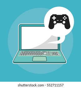 laptop control console social media blue background