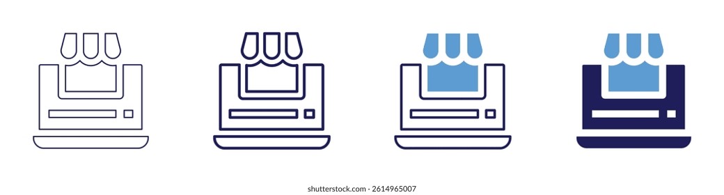 Laptop controller icon in 4 different styles. Thin Line, Line, Bold Line, Duotone. Duotone style. Editable stroke.