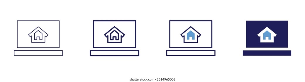 Laptop converter icon in 4 different styles. Thin Line, Line, Bold Line, Duotone. Duotone style. Editable stroke.