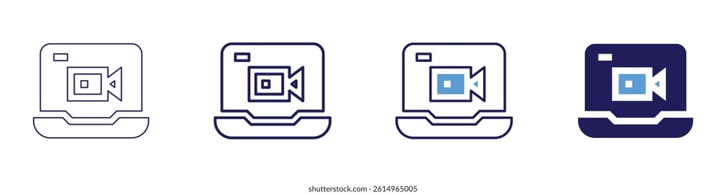 Laptop convertible icon in 4 different styles. Thin Line, Line, Bold Line, Duotone. Duotone style. Editable stroke.