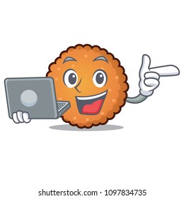 With laptop cookies character cartoon style