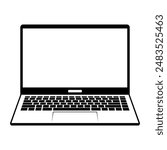 Laptop with copy space on screen. Vector clipart isolated on white.