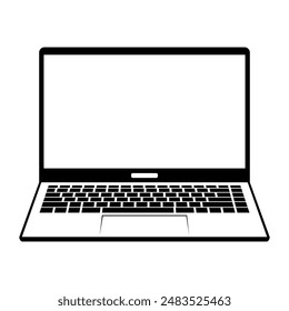 Laptop with copy space on screen. Vector clipart isolated on white.