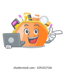 With laptop cosmetic bag in the character shape