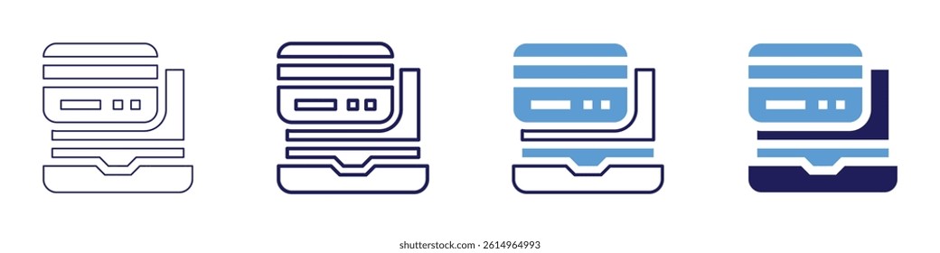 Laptop couch icon in 4 different styles. Thin Line, Line, Bold Line, Duotone. Duotone style. Editable stroke.
