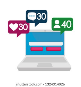 laptop with counter speech bubbles