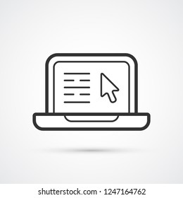 Laptop with coursor on screen icon. Vector illustration