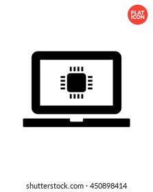 Laptop CPU Icon Flat Style Isolated Vector Illustration