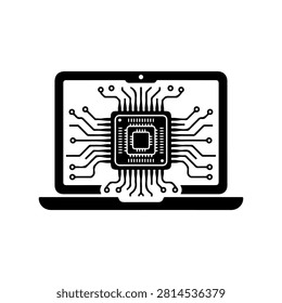 Laptop CPU Portable Processor Vector Icon