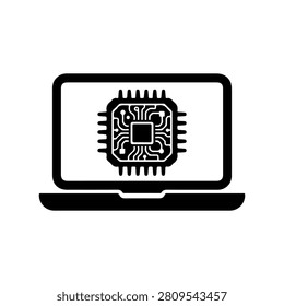 Laptop CPU Silhouette Vector Icon