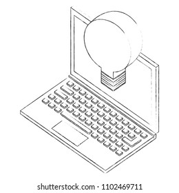 laptop with creative bulb idea isometric