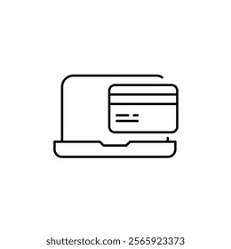 Laptop and credit card. E-wallet, online banking. Pixel perfect vector icon