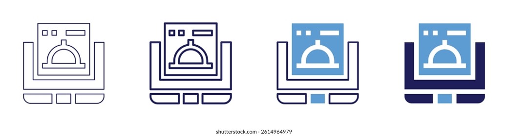 Laptop CRM icon in 4 different styles. Thin Line, Line, Bold Line, Duotone. Duotone style. Editable stroke.