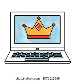 laptop with crown royalty on screen