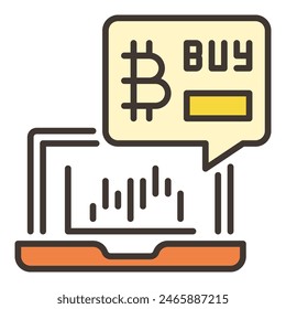 Laptop Crypro Trading vector Bitcoin Cryptocurrency Trading concept colored icon or design element