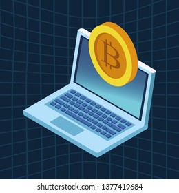 laptop with cryptocurrency
