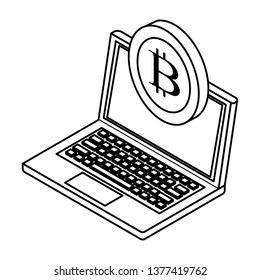 laptop with cryptocurrency black and white