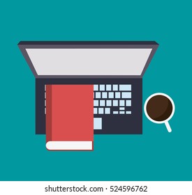Laptop cup and book design