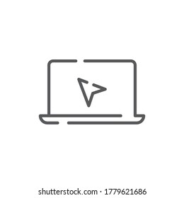 El cursor del ordenador portátil hace clic en el símbolo del icono vector aislado en fondo blanco